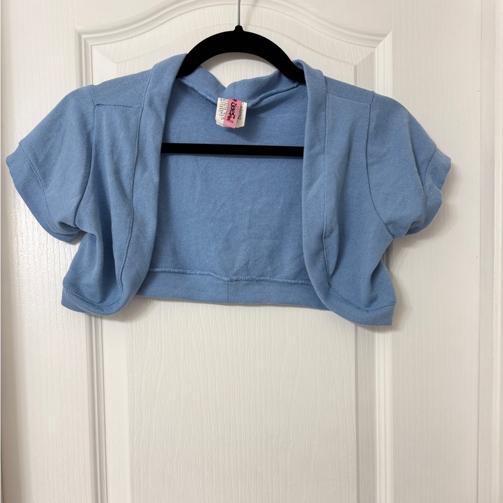 Cleek Blue Versatile Open Front Lightweight Short Sleeve Bolero Shrug OneSize